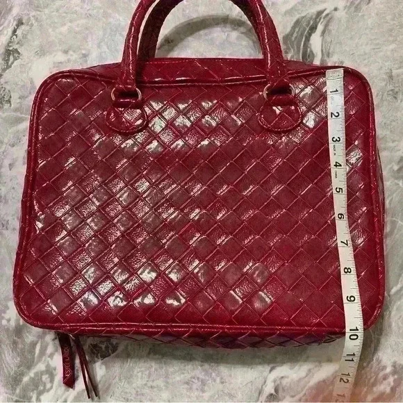 Estee Lauder Red Brick Beauty Makeup Travel Bag Cosmetic Case Purse Tote 13.5" - Picture 7 of 8